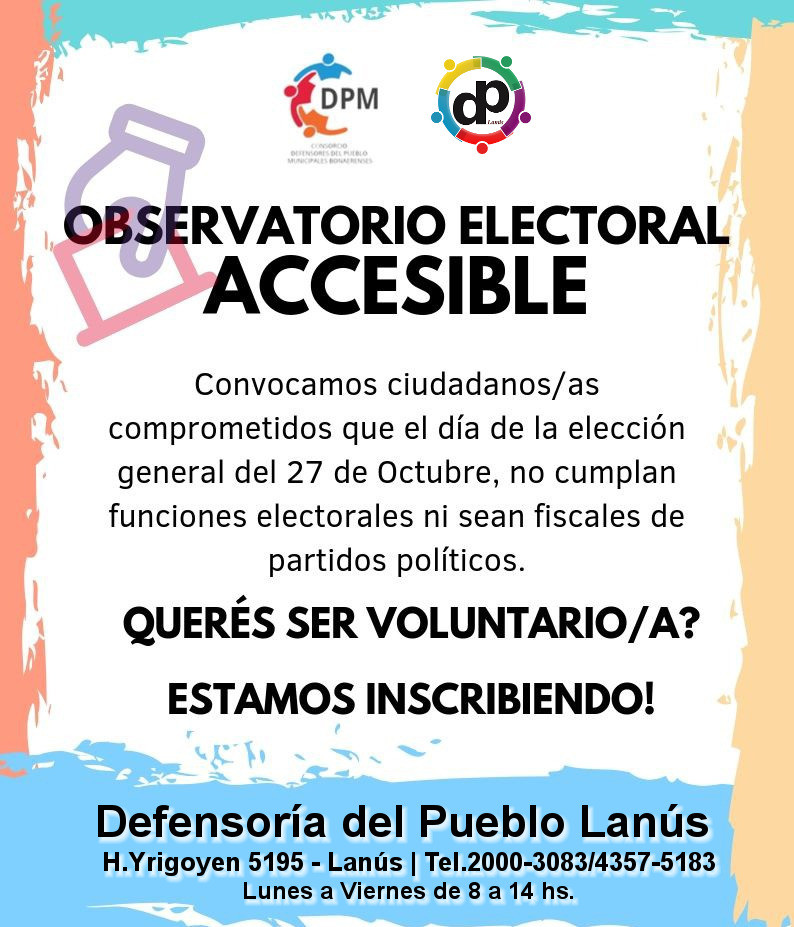 Sumáte como Observador Electoral Voluntario en las próximas elecciones
