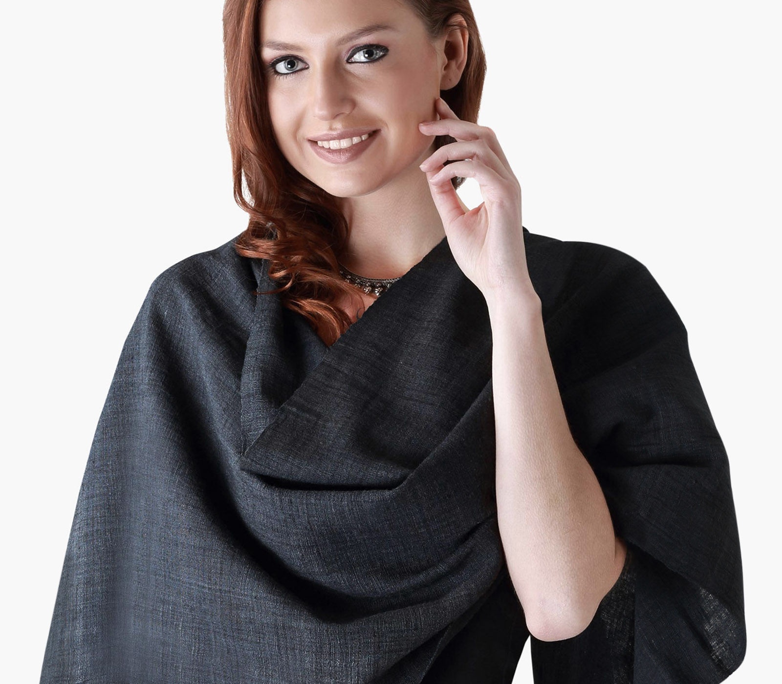 Pure Endi Muga Silk, Charcoal Black Stole