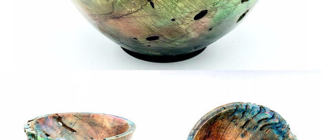 Airbrushed Oak Burl Bowl