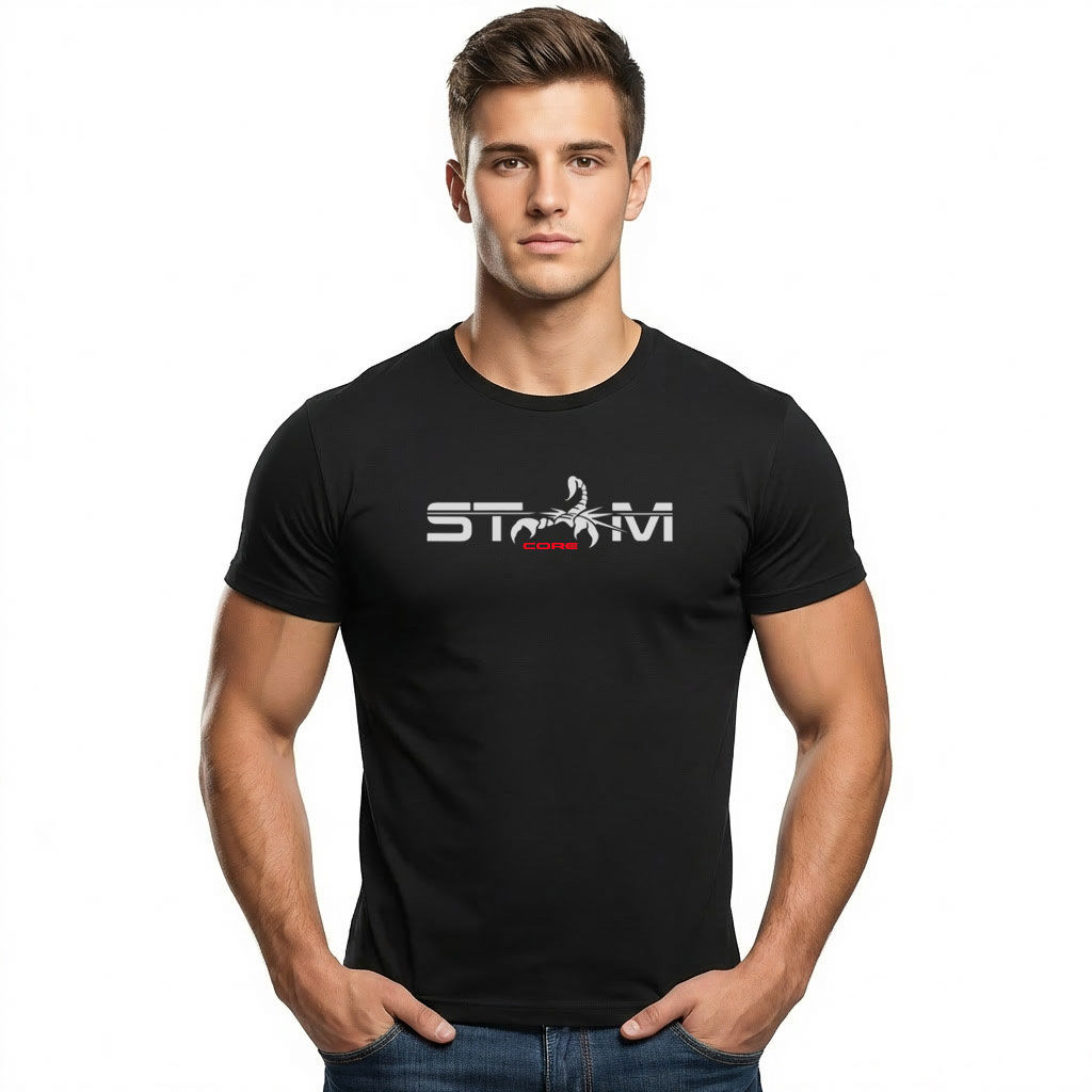 Mann im Slim Fit T-Shirt Skorpion Core in schwarz
