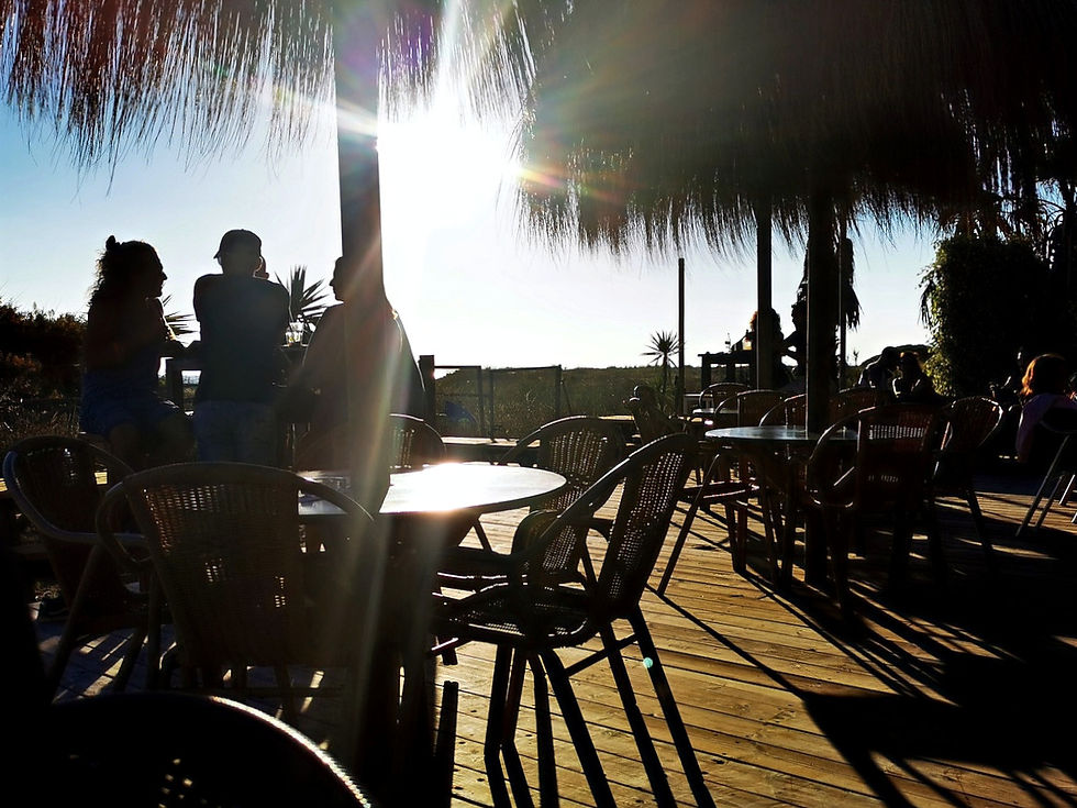 Evening mood in the beach bar Gran Baba Costa Vejer