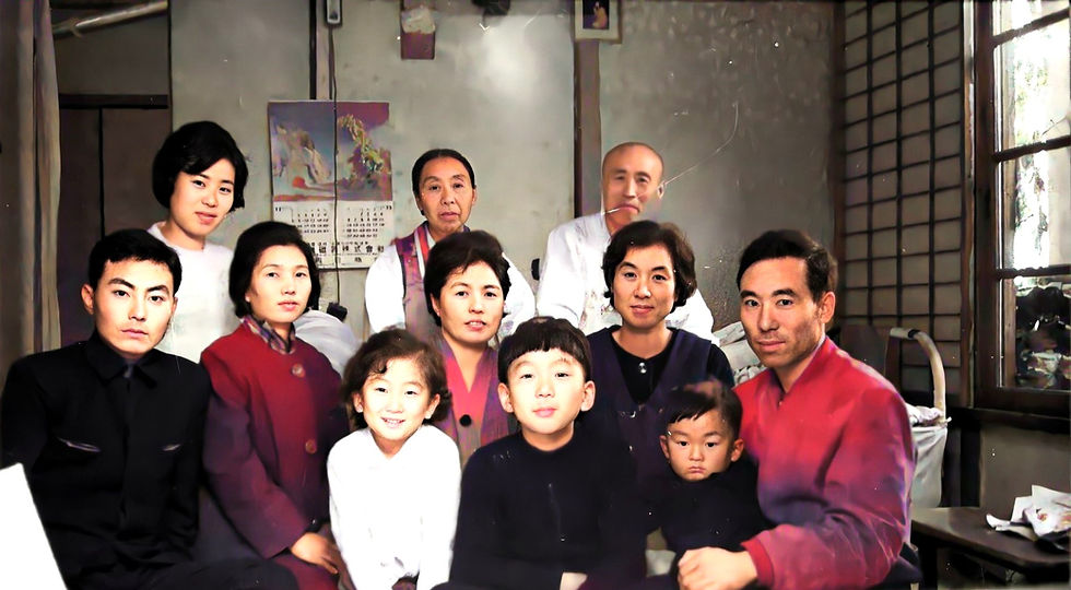 From the mid-1960s, shortly before we left for Malaysia. In the back are my grandparents, my brothers and I are in front, and my mom is second from the right.