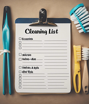 a cleaning check list with cleaning tools