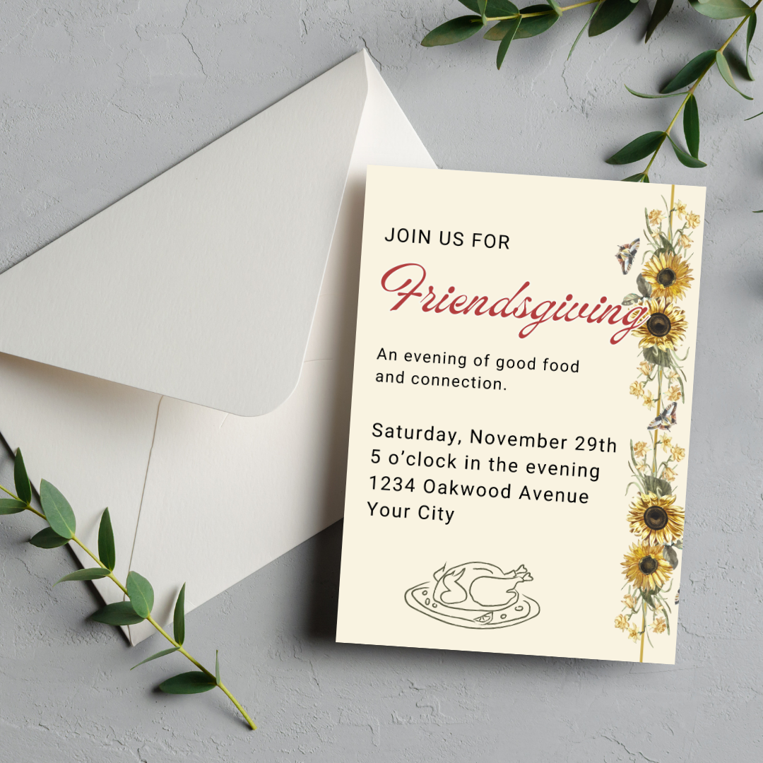 Friendsgiving Invite Template - Sunflowers 🌻