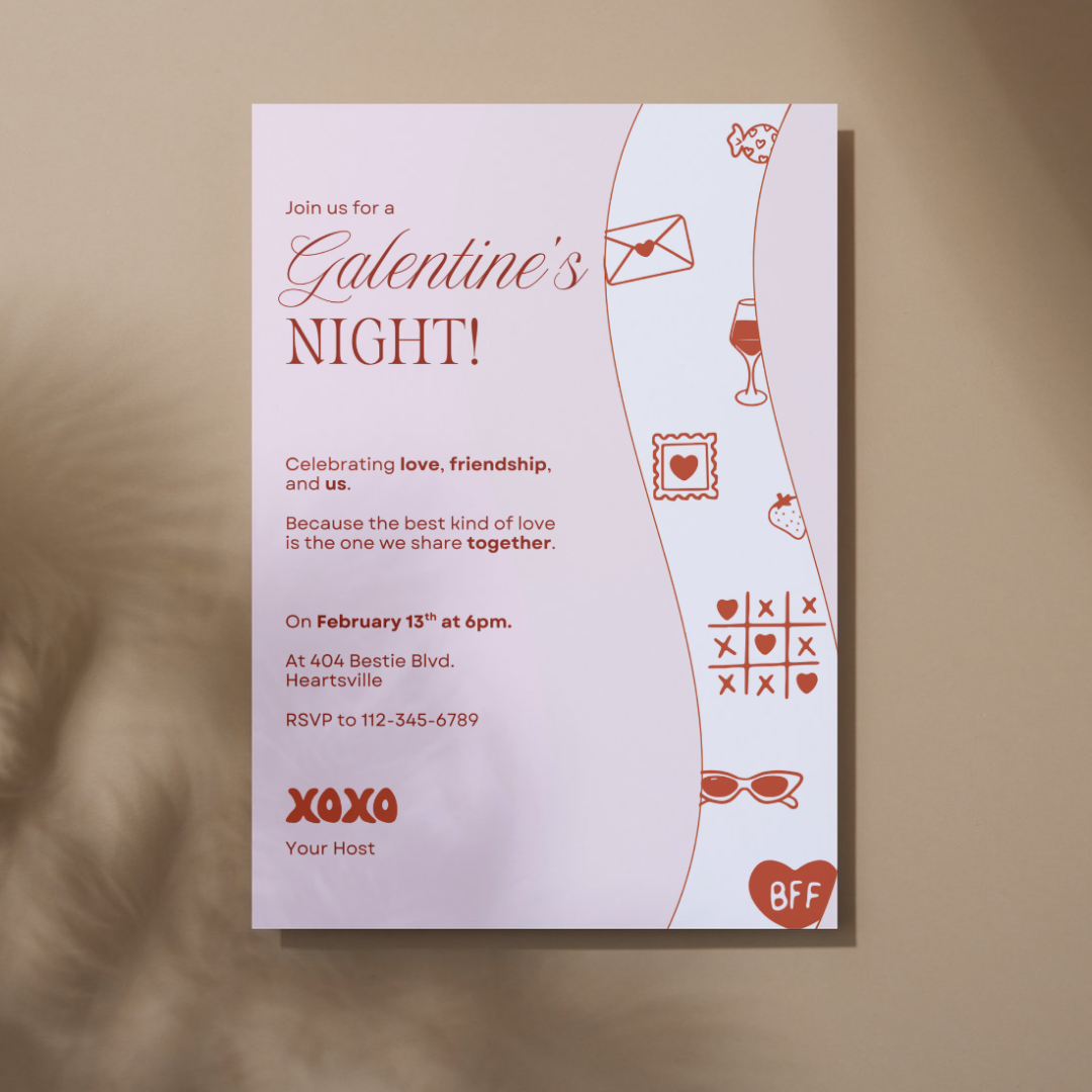 ❤️ Sweethearts & Besties Galentine's Invite Template