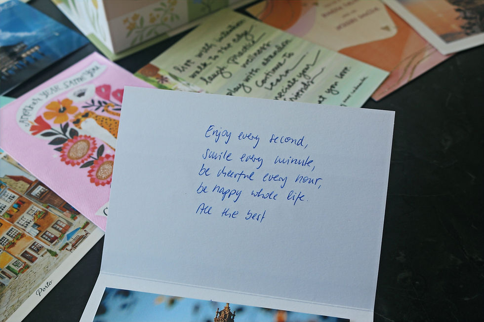 Sweet handwritten message in an open letter