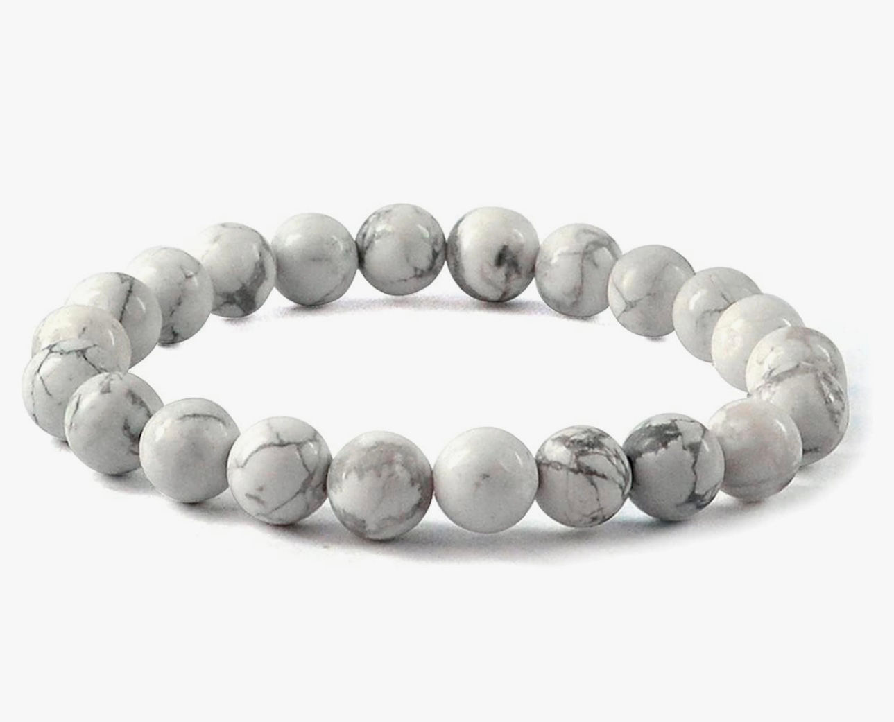 Bracelet en perles naturelles de howlite 8mm
