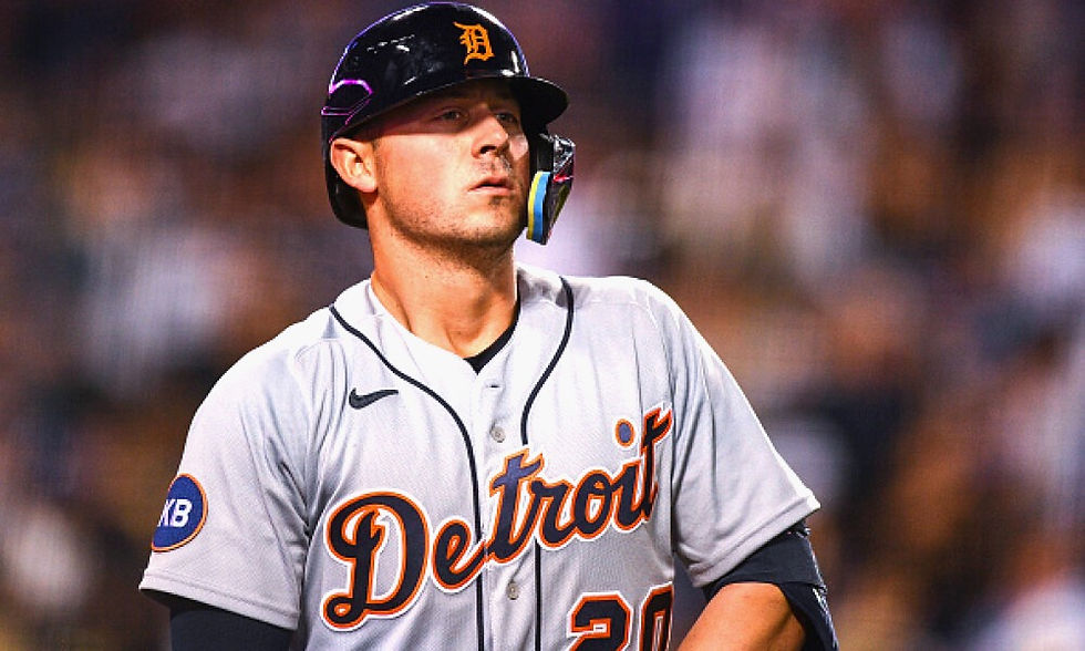 Detroit Tigers' player Spencer Torkelson on the field during a game.