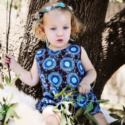 MelyndaMade Handmade Childrens Clothes Indigenous Revrsible Pinny WF Baby Blue