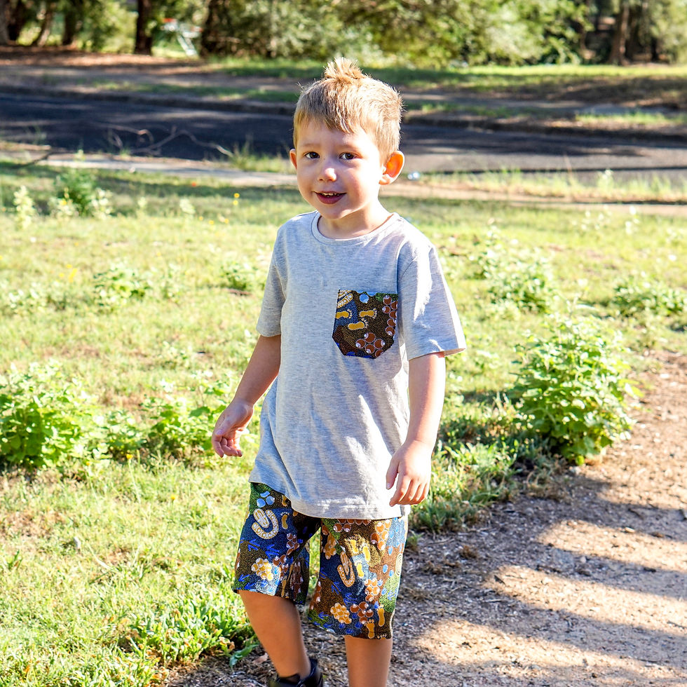 Thumbnail: MelyndaMade Handmade Indigenous Childrens Clothing Shorts Bush Plum Dreaming