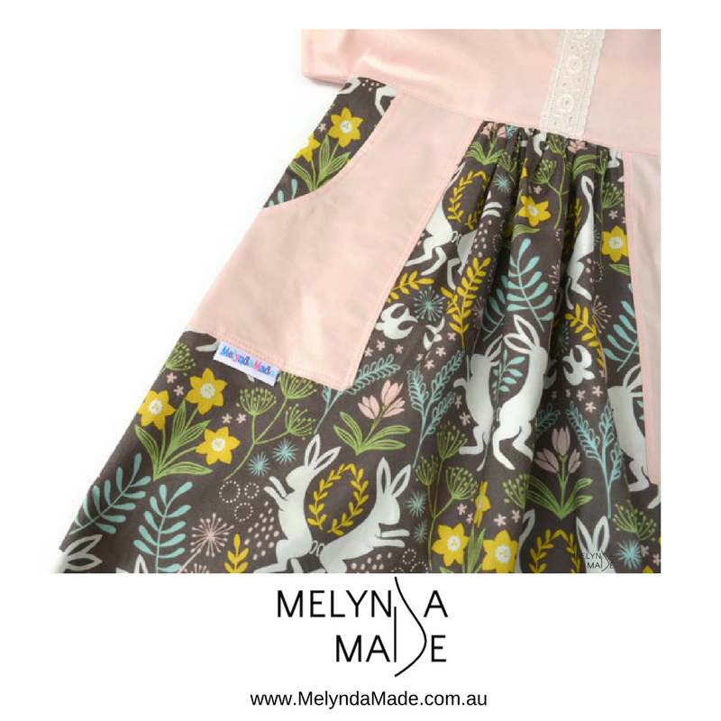 Thumbnail: MelyndaMade Handmade Childrens clothes Luna dress Bunnies for Easter