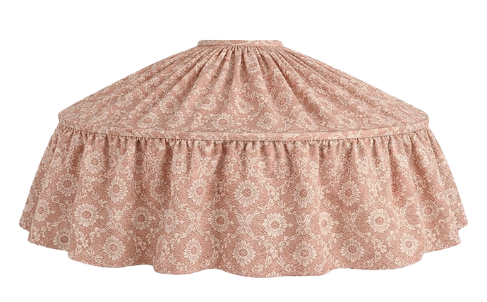 The Genevieve is a custom made, ruffled, hand-sewn, floral lampshade covered in Anna French Holly Trellis fabric created by Mulberry & Oak Interiors in Edmonton, Alberta, Canada