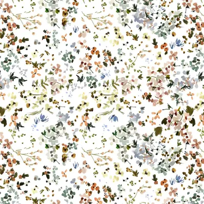 Floral Wildflower Field fabric made by Kelly Ventura and used for custom, hand-sewn lampshades by Mulberry & Oak Interiors in Edmonton, Alberta, Canada