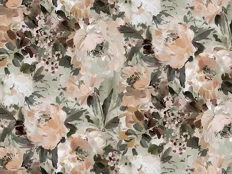 Floral Peony Apricot fabric by Kelly Ventura used for custom, hand-sewn lampshades by Mulberry & Oak Interiors located in Edmonton, Alberta, Canada
