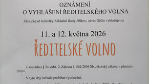 Ředitelské volno 11.-12.5.2026