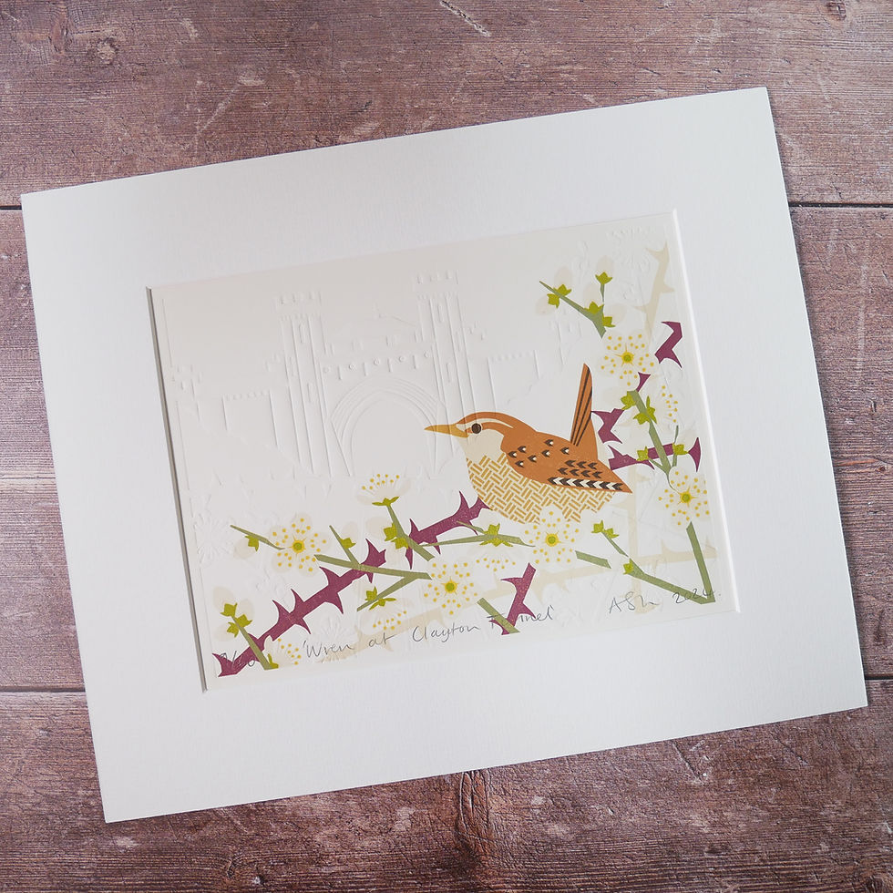 Thumbnail: Wren at Clayton Tunnel Lino Cut