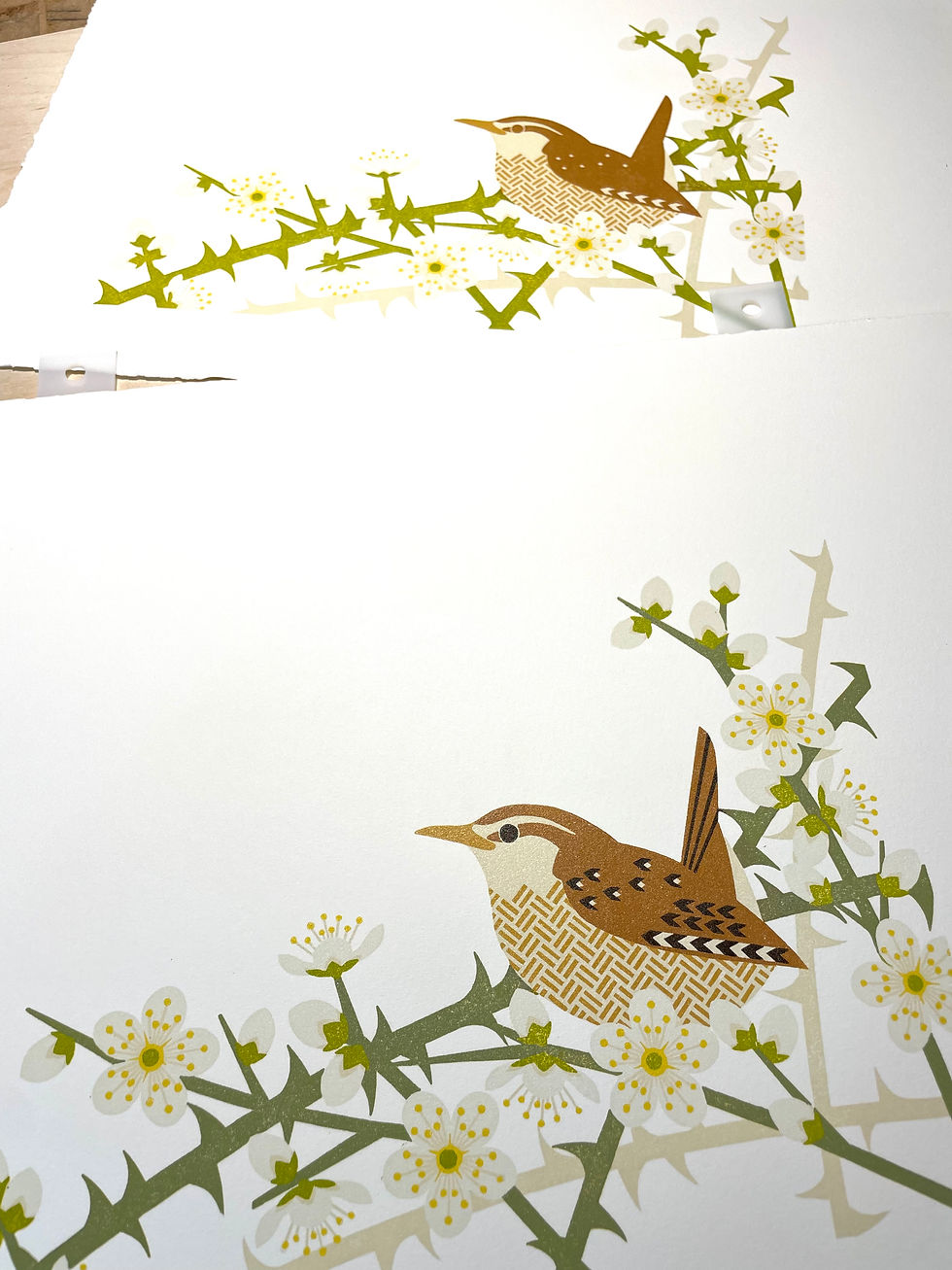 Thumbnail: Wren at Clayton Tunnel Lino Cut