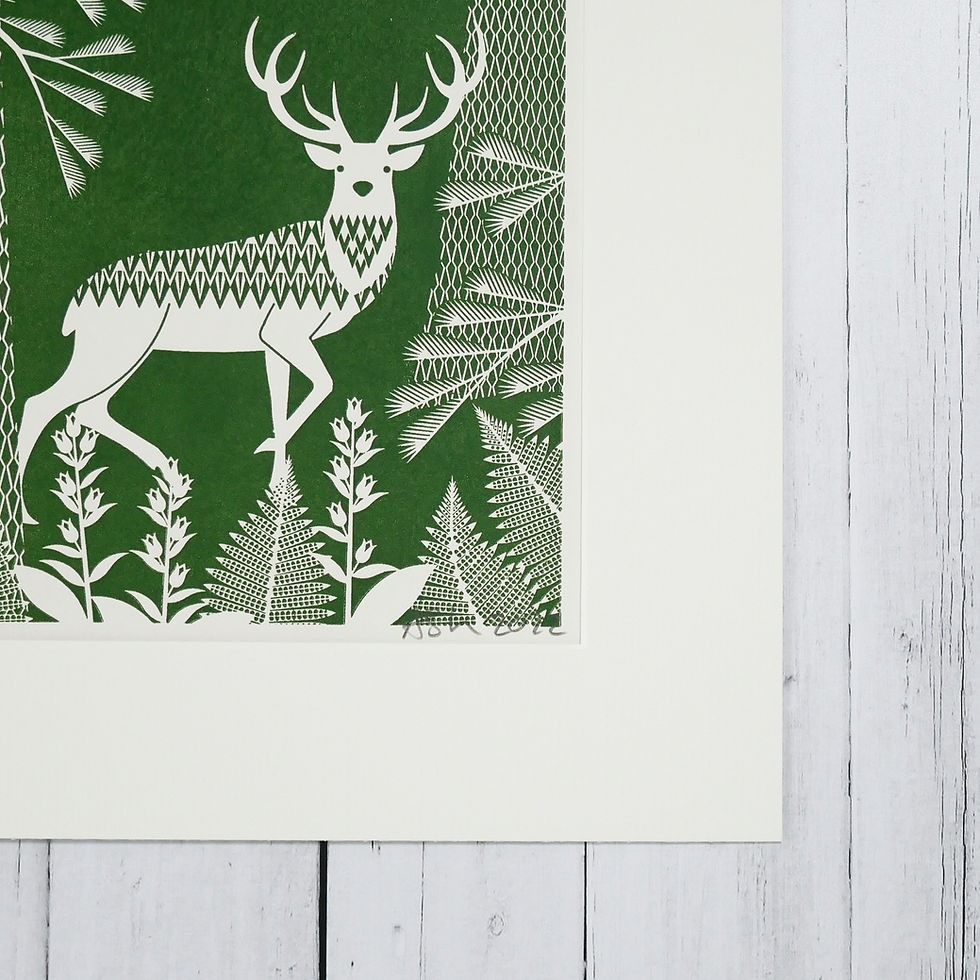 Thumbnail: Green Stag Letterpress Print