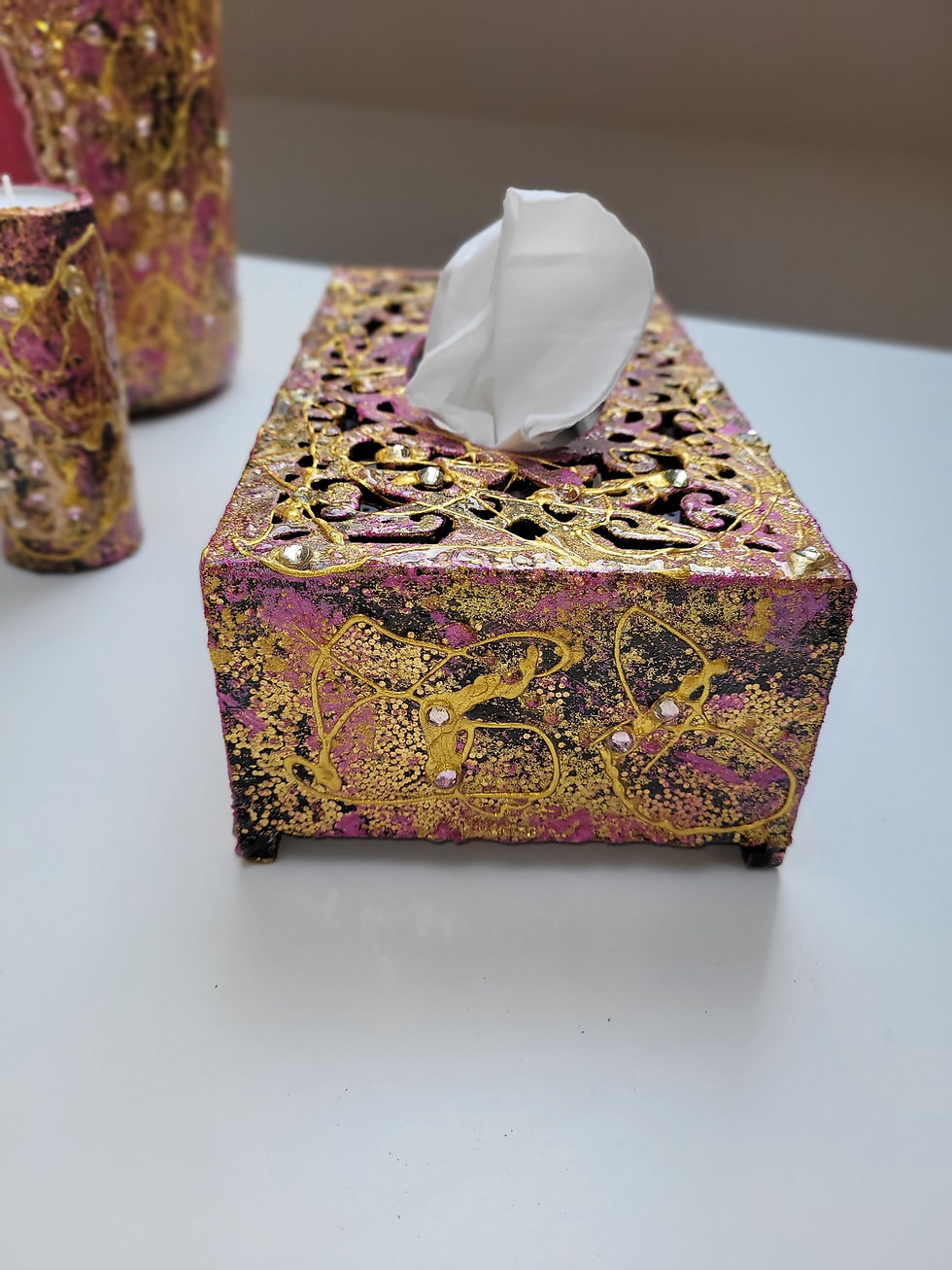 Miniatura: Designová krabička na kapesníky "sada Královská"