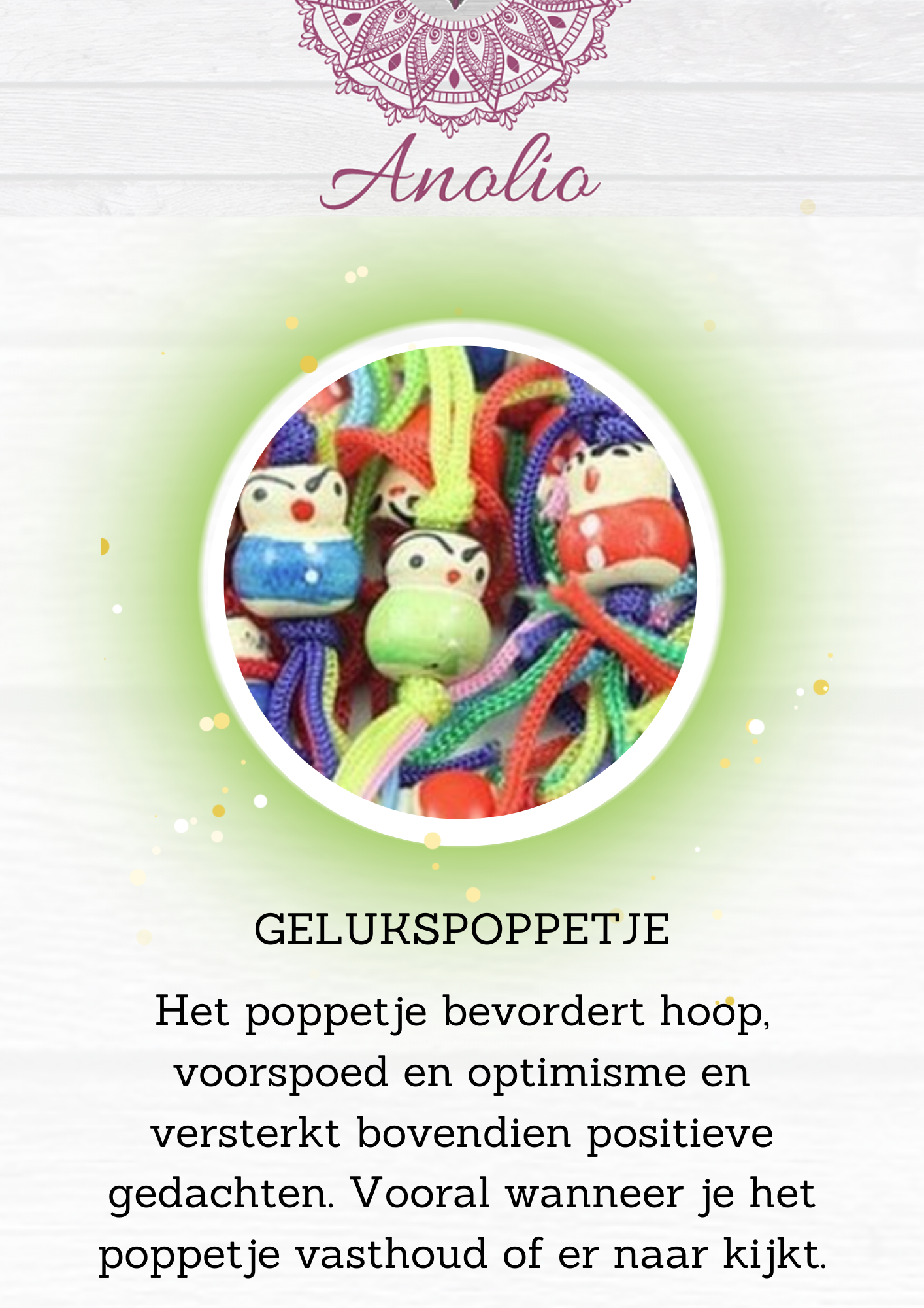 Gelukspoppetje met tekst