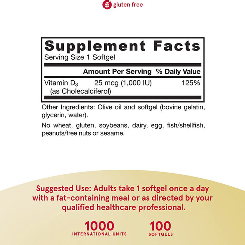 Thumbnail: Jarrow Formulas Vitamin D3 1000 IU - 100 Softgels