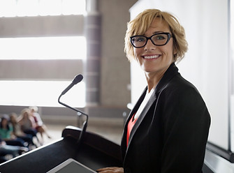 Woman on Podium