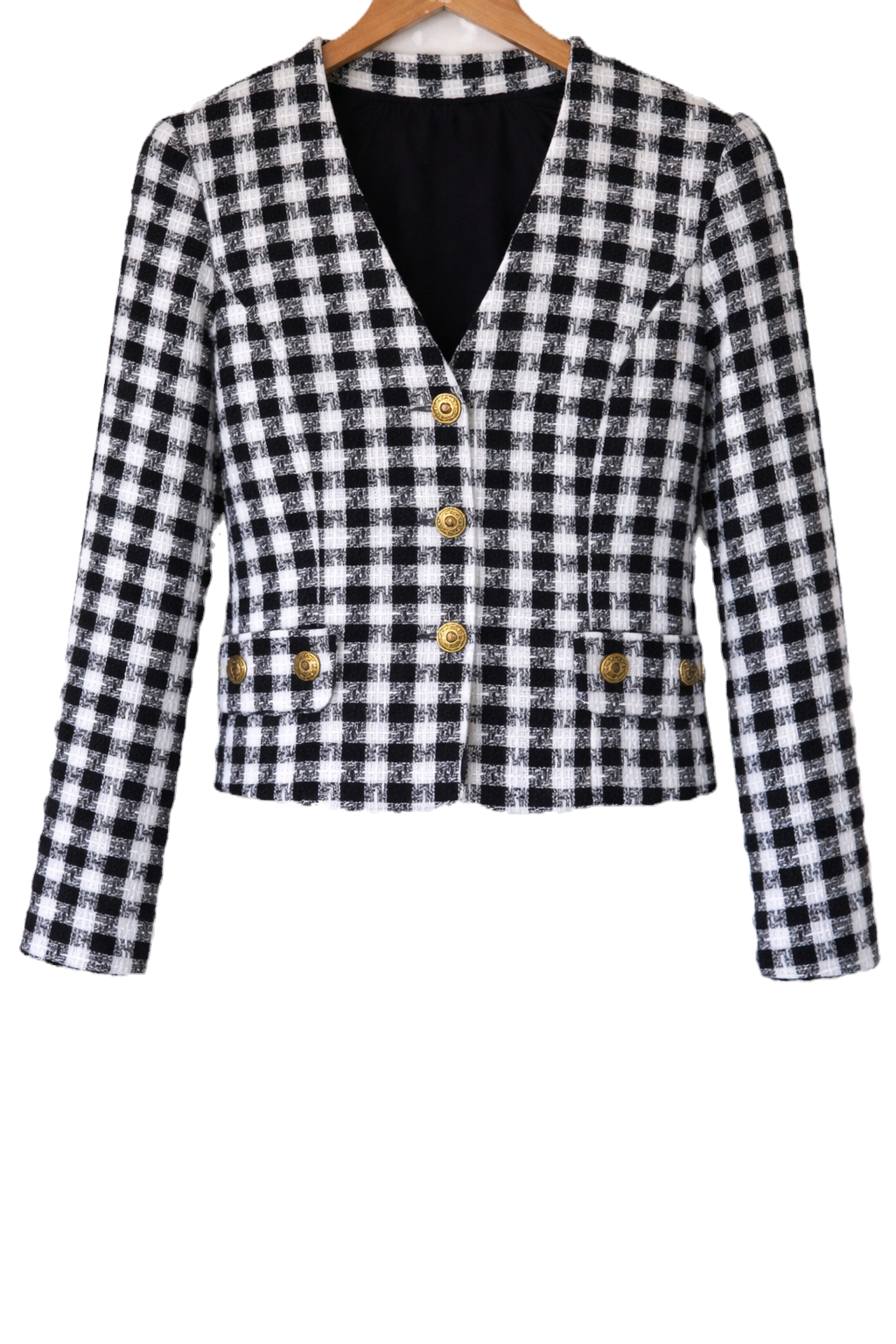 Crop Tweed Jacket with Button Detail