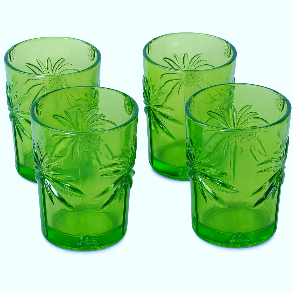 Set of 4 Drink Glasses Palm design