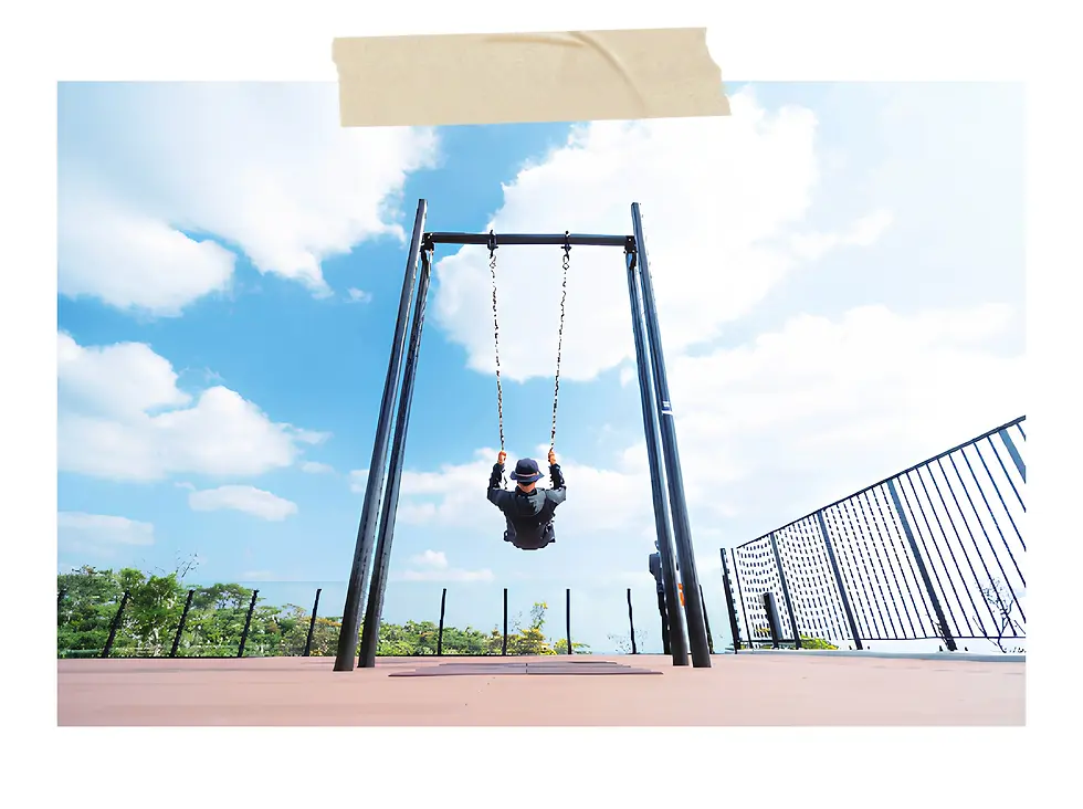 A thumbnail image from an English-language website.
A person riding a high swing under the blue sky of Yanbaru.