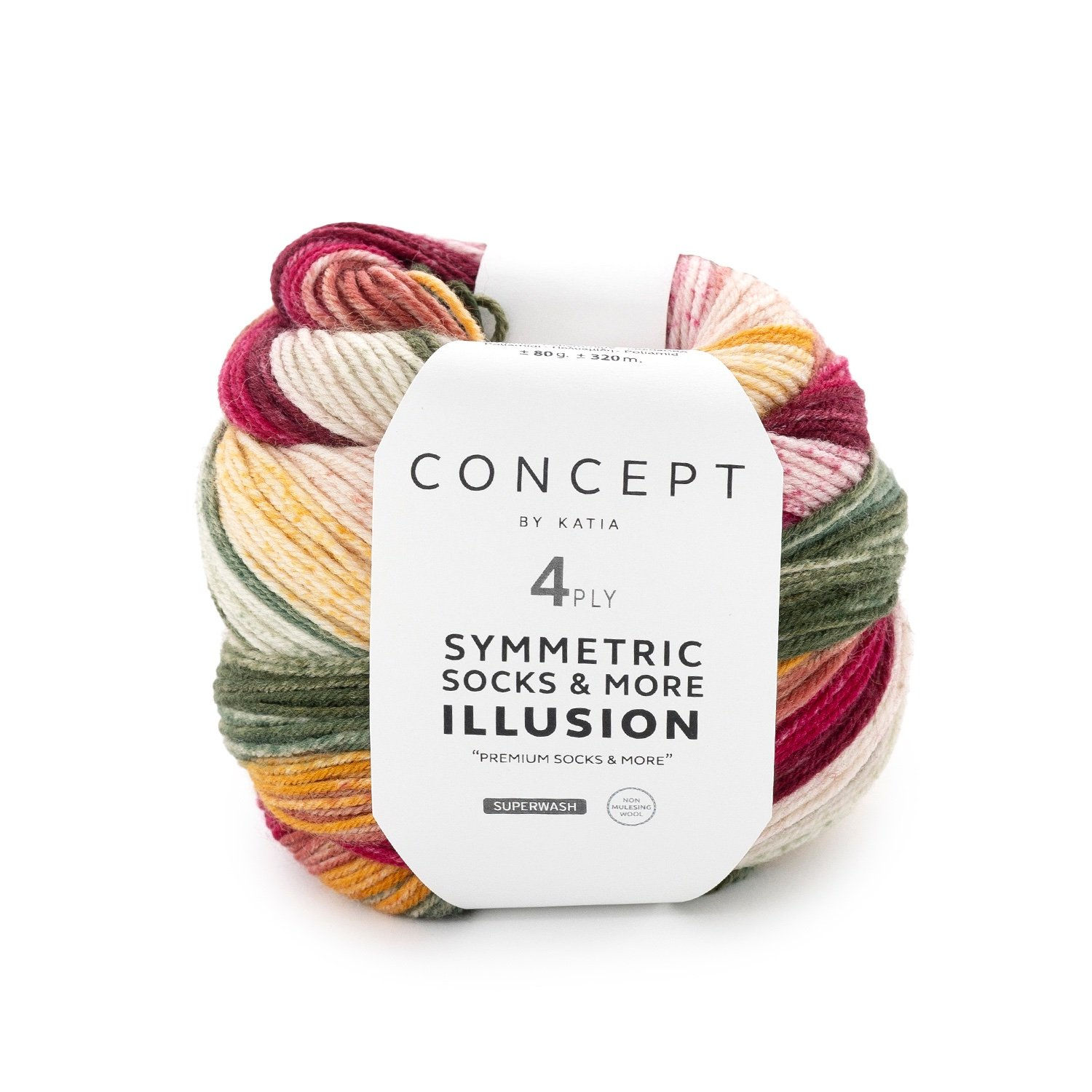 74 - Grün-Gelb-Wein-Weinrot Sockengarn