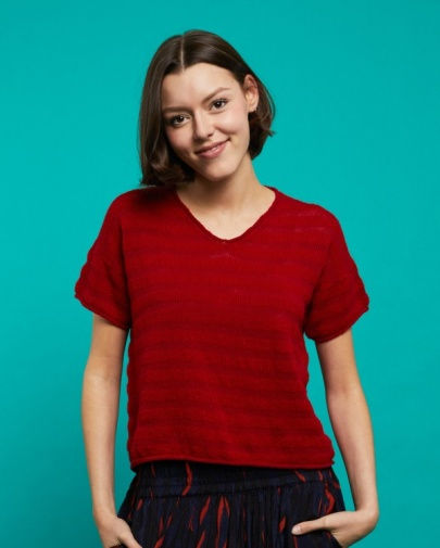 Damenpullover Boucle V-Ausschnitt