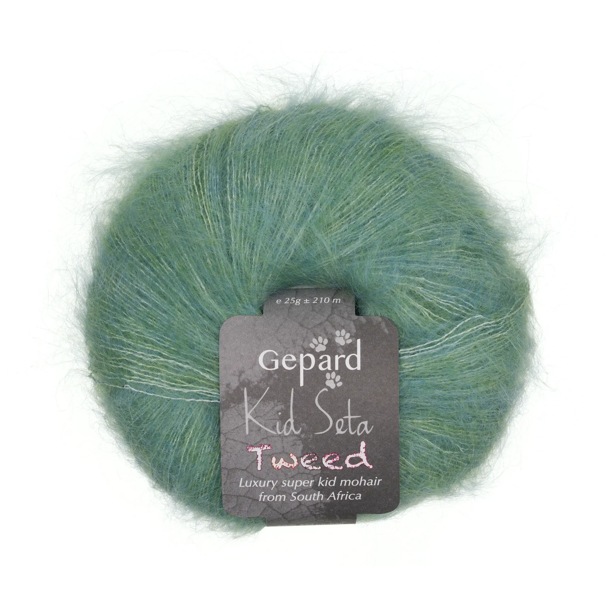 grünblauchangierendes Seidenmohairgarn mit zartem Flausch