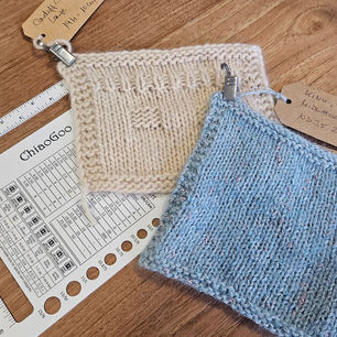 Maschenproben mit Zählrahmen