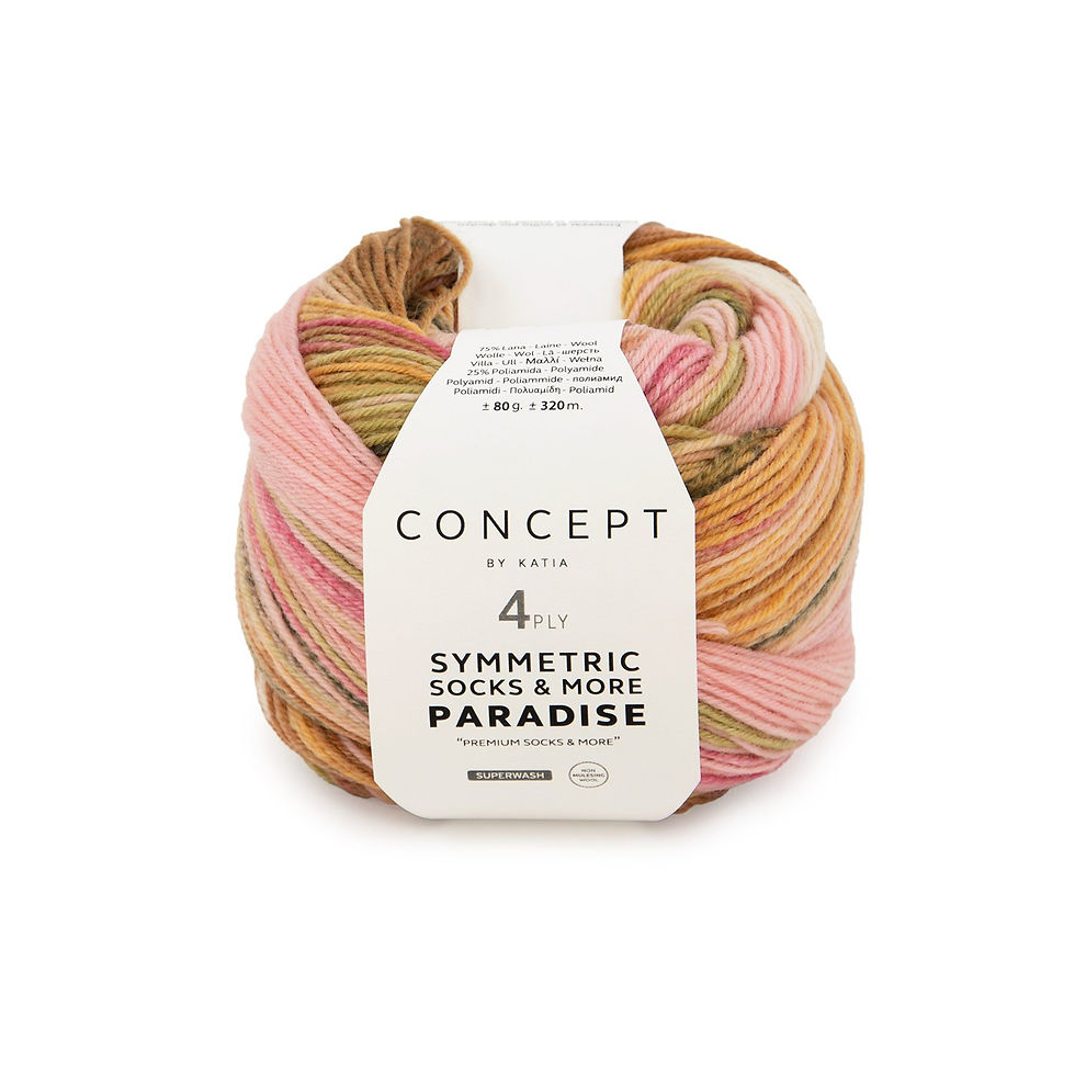 Garnknäuel Concept by Katia 4 PLY Symmetric Socks & More Paradise 40 - Rosé-Camel-Grün