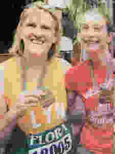 Eleanor and her mum running the London Marathon in 2017