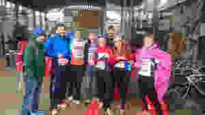 Ronnie and her friends getting ready for the London Marathon