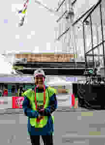 Emma marshalling the London Marathon at the Cutty Sark in 2019