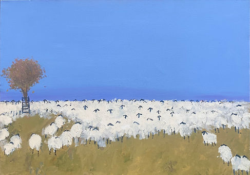 David Wheeler, Large Flock, Oil on canvas, 70 x 100cm