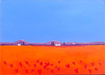 David Wheeler, Oragne Field, Oil on canvas, 70 x 100cm