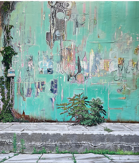 Miranda Donovan, Always Connected, Oil, Acrylic & MIxed Media on Board, 140 x 122cm_woolff gallery