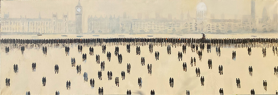David Wheeler, Westminster to St Pauls, Oil on canvas, 51 x 152cm