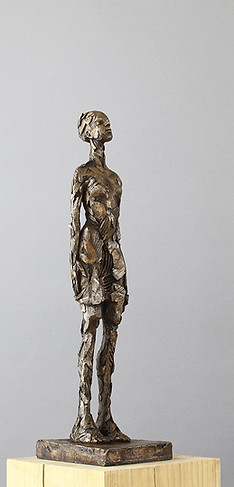 CarolPeace_IHaveItHere_BronzeResin_54cms high x 18d x 1Sw_woolffgallery.jpg