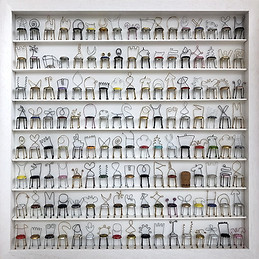 Joanne Tinker, Please take a seat, Luxury wine tops on small shelves, 80 x 80cm