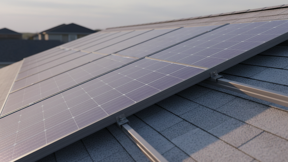 Close-up de painel solar instalado num telhado residencial