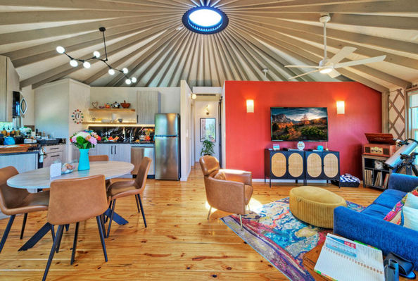 Heartstone yurt living area view from entry