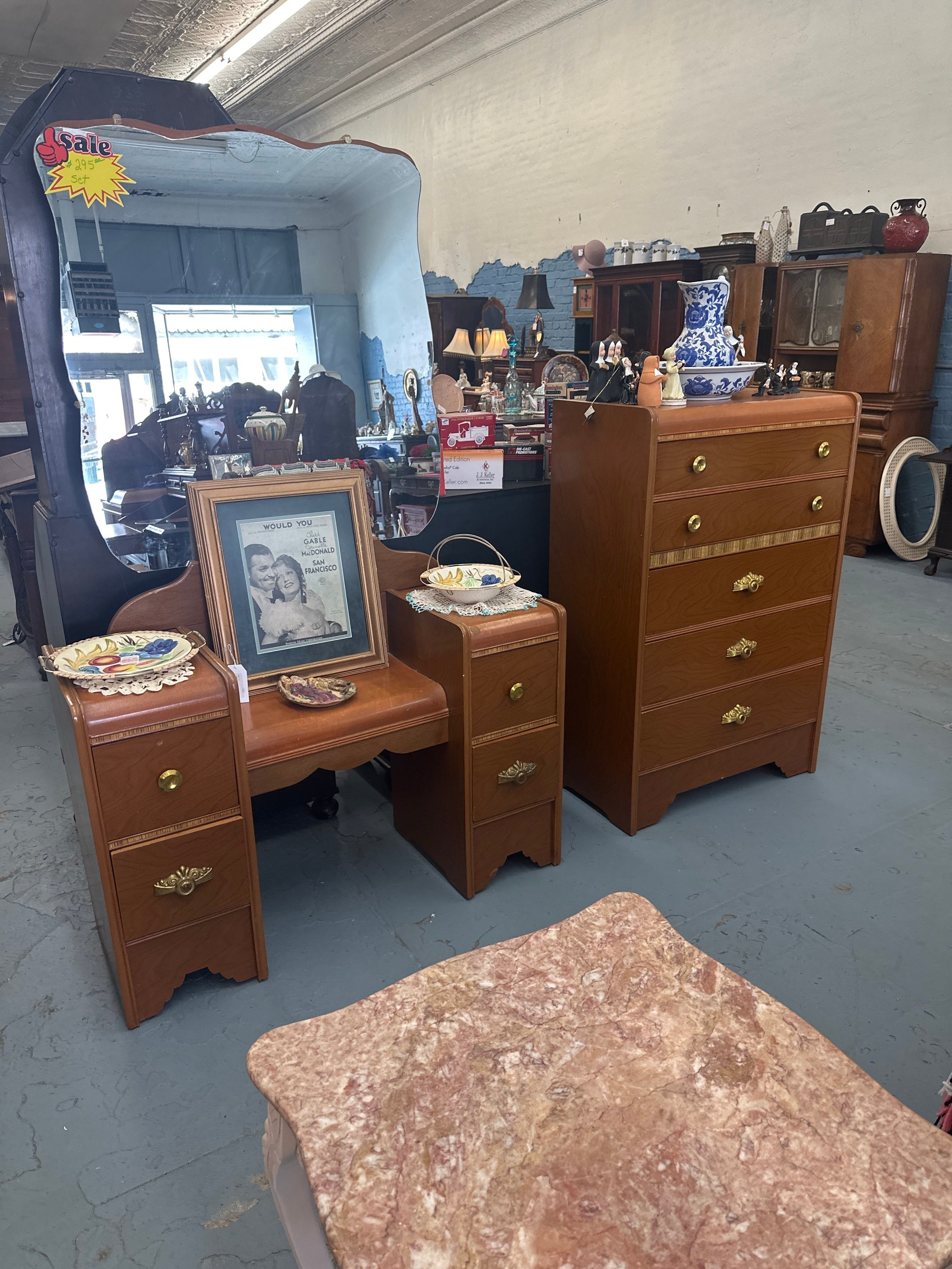 Art Deco Vanity / with mirror and dresser 