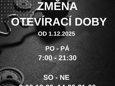 OTEVÍRACÍ DOBA OD 1.12.2025