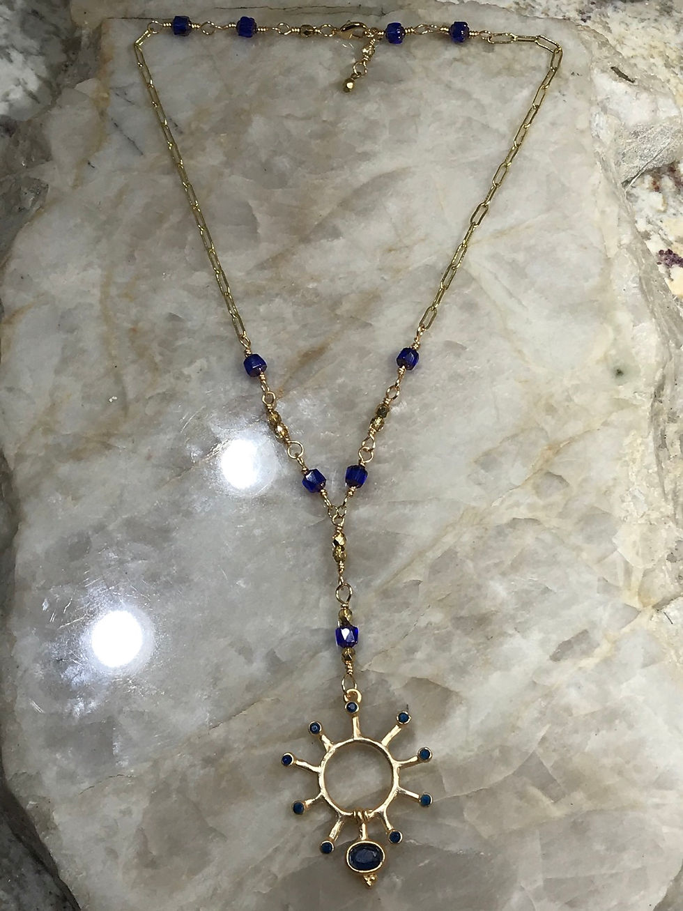 Thumbnail: Blue Star Burst Necklace 