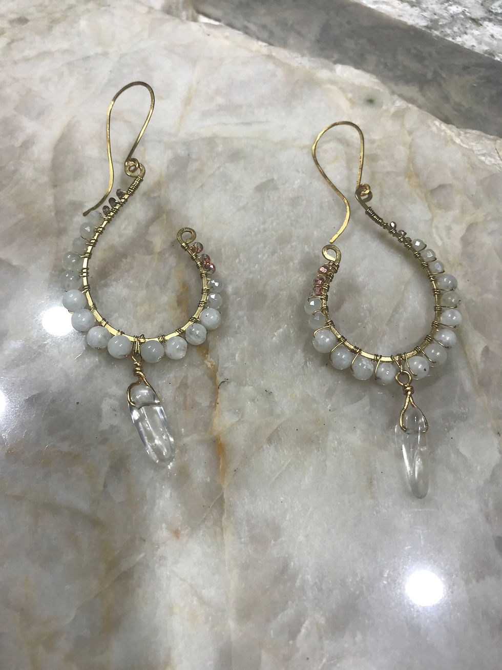 Thumbnail: Gold Moonstone Chandelier Earrings 