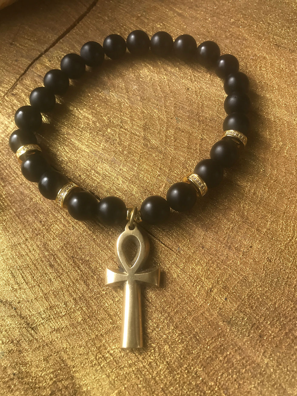 Black Obsidian Ankh Bracelet